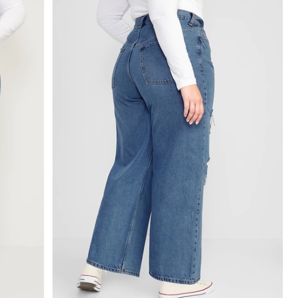 Old Navy High-Waist Ripped Wide-Leg Jeans, Size 20 - Picture 2 of 6